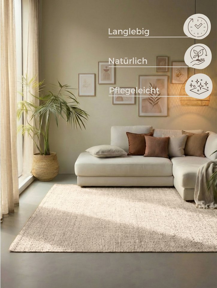 HANSE Home Teppich Jaipur Juteteppich, als Läufer und in Rund, rechteckig, Höhe: 10 mm, 100% Naturfaser, Wohnzimmer, Esszimmer, Schlafzimmer, GRS – Bild 3 von 5
