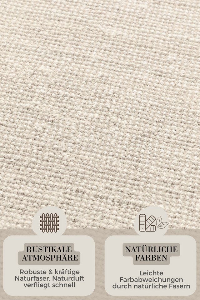 HANSE Home Teppich Jaipur Juteteppich, als Läufer und in Rund, rechteckig, Höhe: 10 mm, 100% Naturfaser, Wohnzimmer, Esszimmer, Schlafzimmer, GRS – Bild 4 von 5