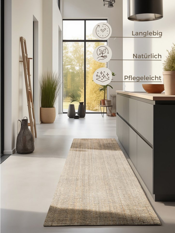HANSE Home Teppich Jaipur Juteteppich, als Läufer und in Rund, rechteckig, Höhe: 10 mm, 100% Naturfaser, Wohnzimmer, Esszimmer, Schlafzimmer, GRS – Bild 3 von 5