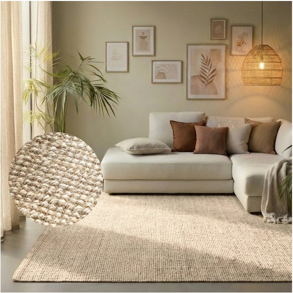HANSE Home Teppich Jaipur Juteteppich, als Läufer und in Rund, rechteckig, Höhe: 10 mm, 100% Naturfaser, Wohnzimmer, Esszimmer, Schlafzimmer, GRS