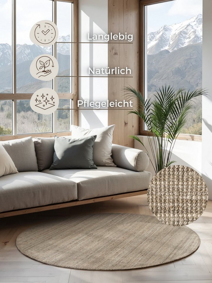 HANSE Home Teppich Jaipur Juteteppich, als Läufer und in Rund, rund, Höhe: 10 mm, 100% Naturfaser, Wohnzimmer, Esszimmer, Schlafzimmer, GRS – Bild 3 von 5