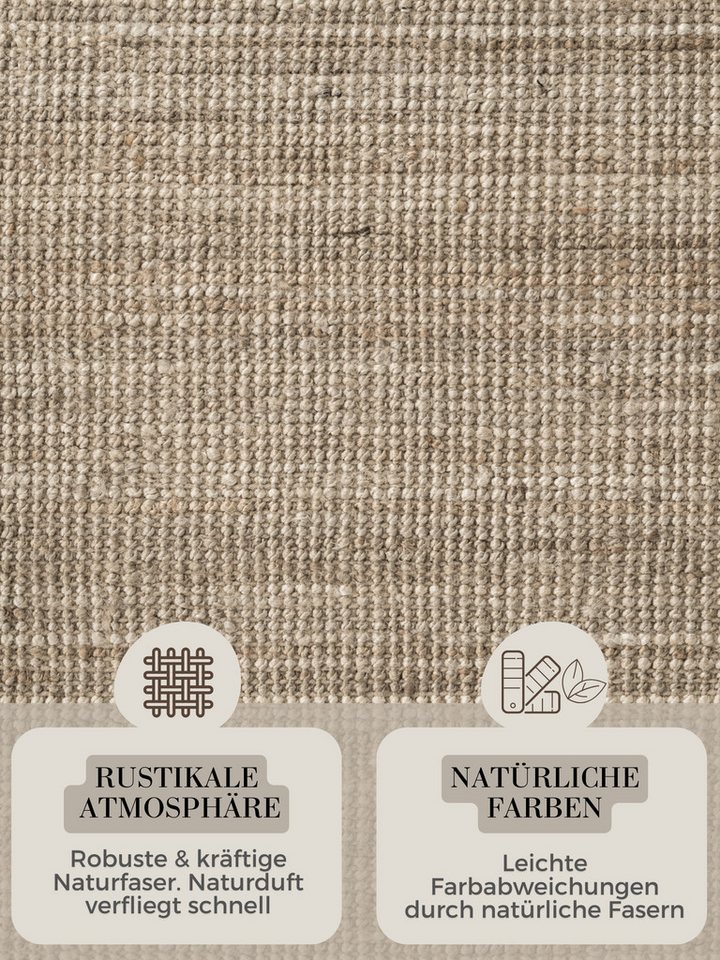 HANSE Home Teppich Jaipur Juteteppich, als Läufer und in Rund, rund, Höhe: 10 mm, 100% Naturfaser, Wohnzimmer, Esszimmer, Schlafzimmer, GRS – Bild 4 von 5