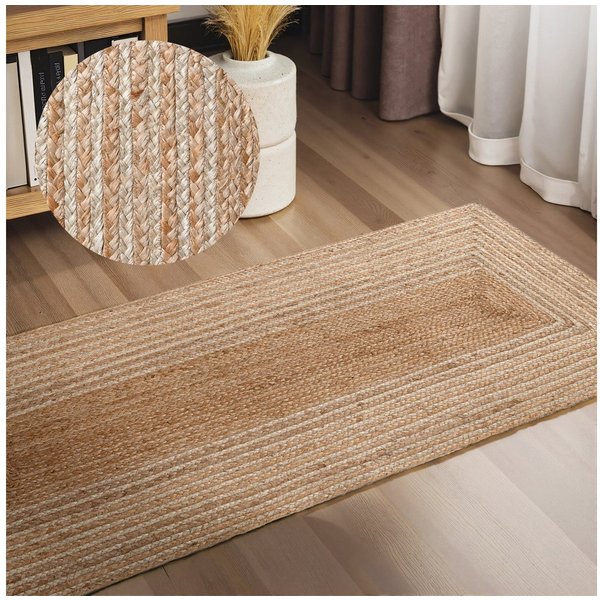 HANSE Home Teppich Juno Line Juteteppich, rechteckig, Höhe: 9 mm, Jute, Shape, Handgemacht, Wohnzimmerteppich, Naturteppich, Wohnzimmer
