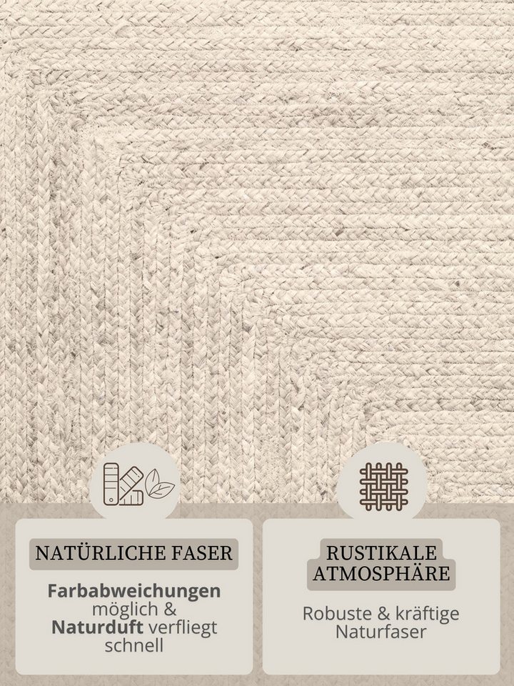 HANSE Home Teppich Juteteppich Teppich Juno, rechteckig, Höhe: 9 mm, Jute, Shape, Handgemacht, Wohnzimmerteppich, Naturteppich, Wohnzimmer – Bild 4 von 5