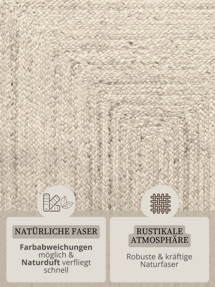 HANSE Home Teppich Juteteppich Teppich Juno, rechteckig, Höhe: 9 mm, Jute, Shape, Handgemacht, Wohnzimmerteppich, Naturteppich, Wohnzimmer – Bild 4 von 5