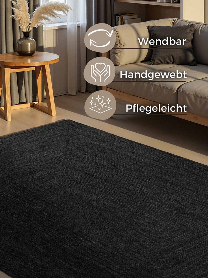 HANSE Home Teppich Juteteppich Teppich Juno, rechteckig, Höhe: 9 mm, Jute, Shape, Handgemacht, Wohnzimmerteppich, Naturteppich, Wohnzimmer – Bild 3 von 5