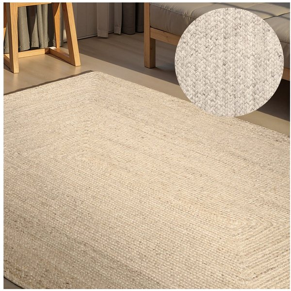 HANSE Home Teppich Juteteppich Teppich Juno, rechteckig, Höhe: 9 mm, Jute, Shape, Handgemacht, Wohnzimmerteppich, Naturteppich, Wohnzimmer