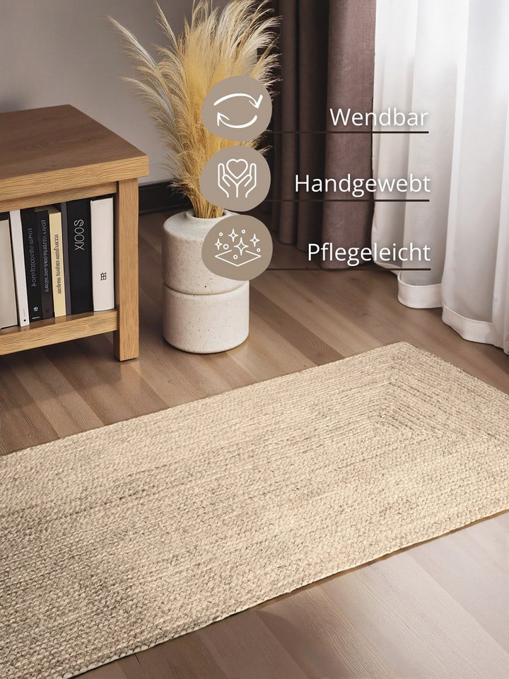 HANSE Home Teppich Juteteppich Teppich Juno, rechteckig, Höhe: 9 mm, Jute, Shape, Handgemacht, Wohnzimmerteppich, Naturteppich, Wohnzimmer – Bild 3 von 5