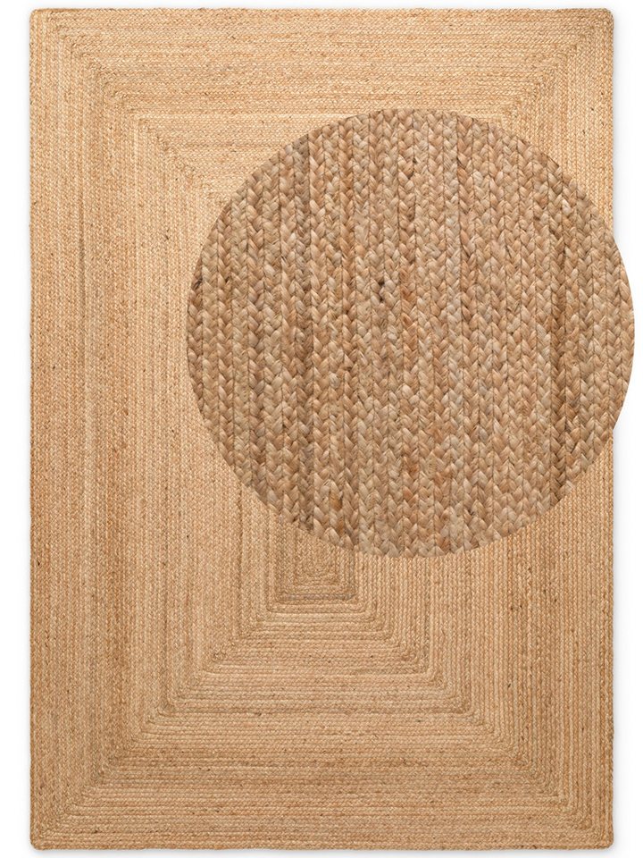 HANSE Home Teppich Juteteppich Teppich Juno, rechteckig, Höhe: 9 mm, Jute, Shape, Handgemacht, Wohnzimmerteppich, Naturteppich, Wohnzimmer – Bild 2 von 5