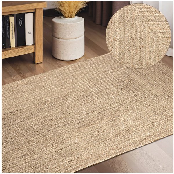 HANSE Home Teppich Juteteppich Teppich Juno, rechteckig, Höhe: 9 mm, Jute, Shape, Handgemacht, Wohnzimmerteppich, Naturteppich, Wohnzimmer