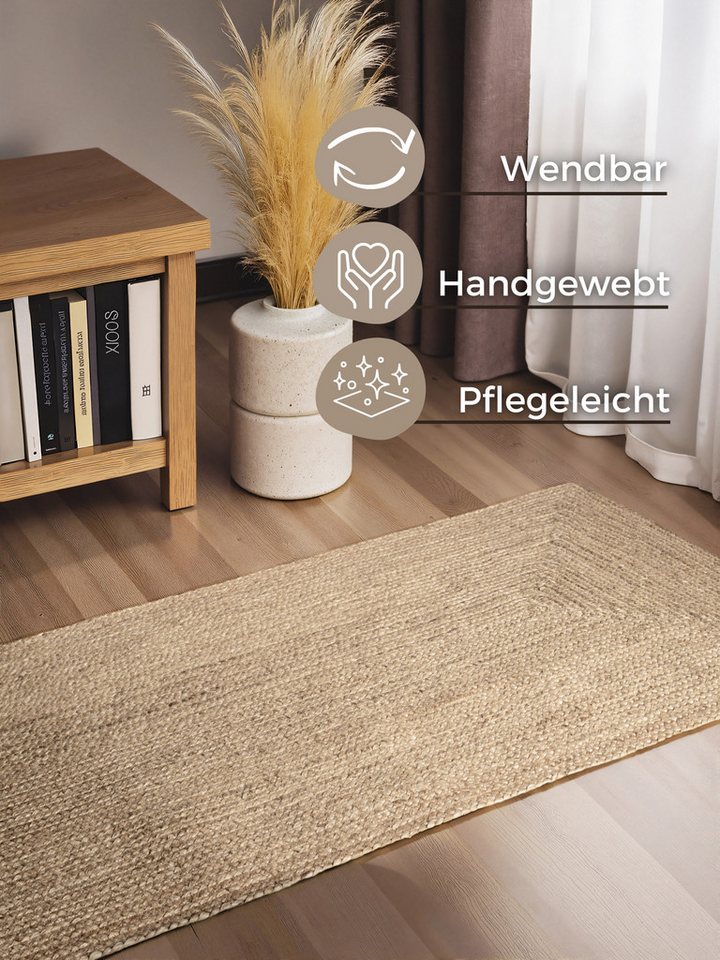 HANSE Home Teppich Juteteppich Teppich Juno, rechteckig, Höhe: 9 mm, Jute, Shape, Handgemacht, Wohnzimmerteppich, Naturteppich, Wohnzimmer – Bild 3 von 5
