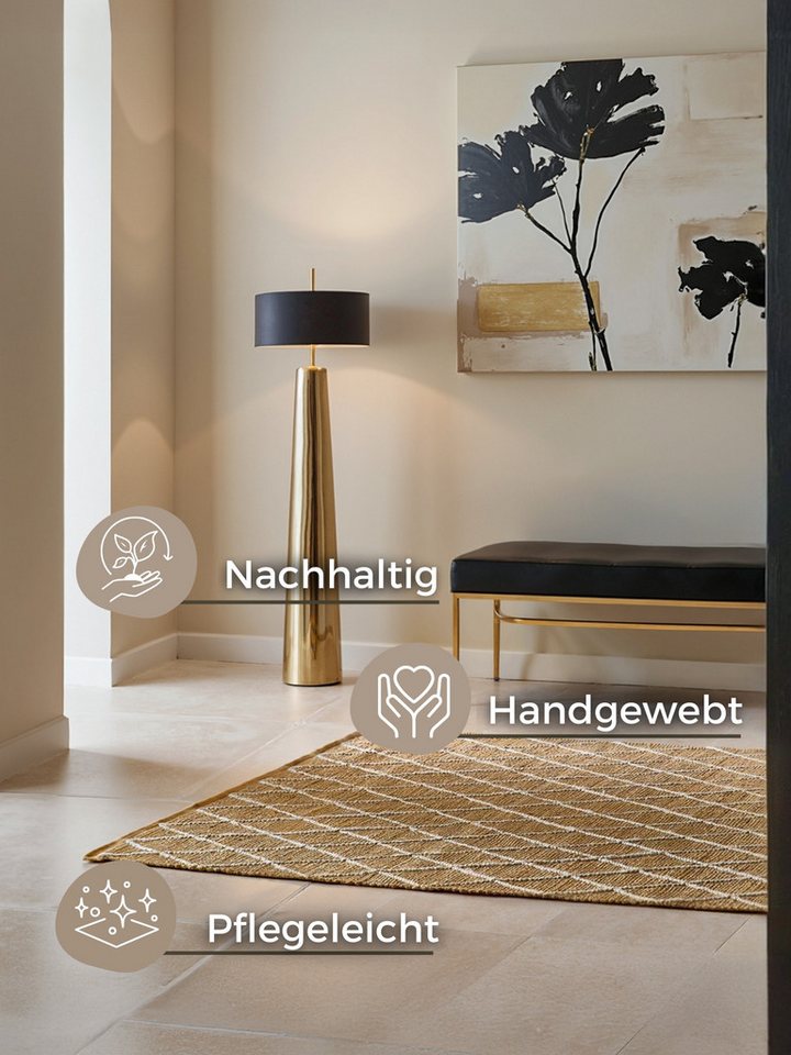 HANSE Home Teppich Kunu Juteteppich, rechteckig, Höhe: 10 mm, Naturfasern, Jute mit Baumwolle, Wohnzimmer, Diele, Flur, Boho, Skandi – Bild 4 von 5
