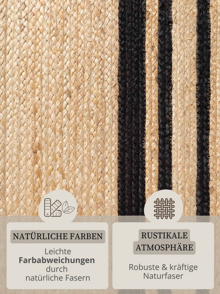 HANSE Home Teppich Looma Juteteppich, rechteckig, Höhe: 7 mm, Handgewebt, Jute Naturteppich, Boho, Wohnzimmer, Schlafzimmer – Bild 3 von 5