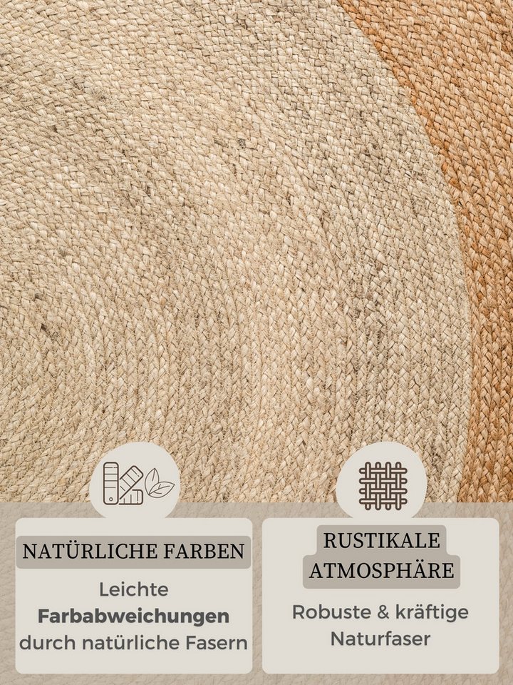 HANSE Home Teppich Looma Juteteppich, rund, Höhe: 9 mm, 100% Jutefaser, Natur, Wohnzimmer, Esszimmer, Flur, Boho, Skandi – Bild 4 von 5