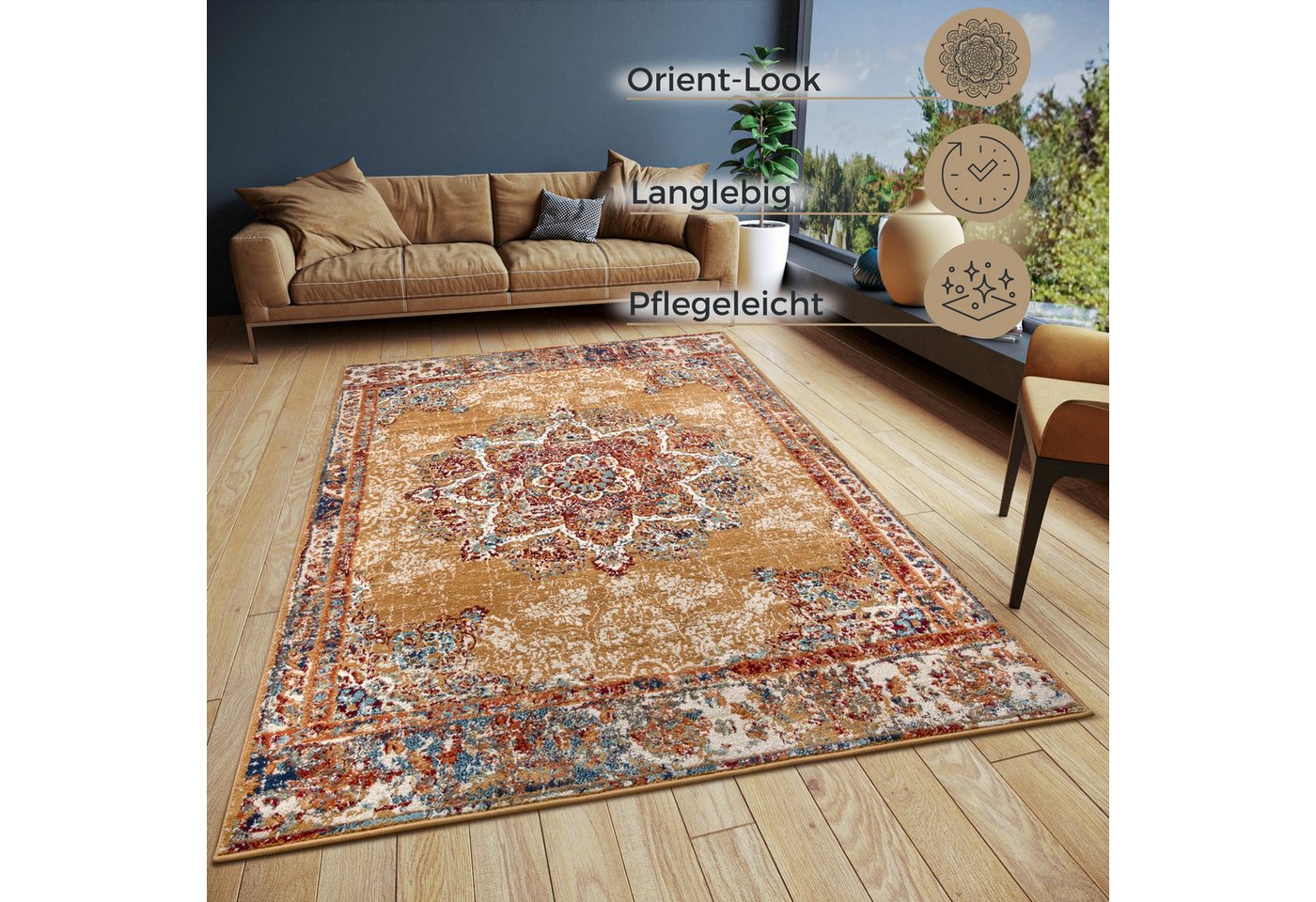 HANSE Home Teppich Maderno, rechteckig, Höhe: 8 mm, Läufer, Orientalisch, Kurzflor, Wohnzimmer, Schlafzimmer, Esszimmer – Bild 3 von 5