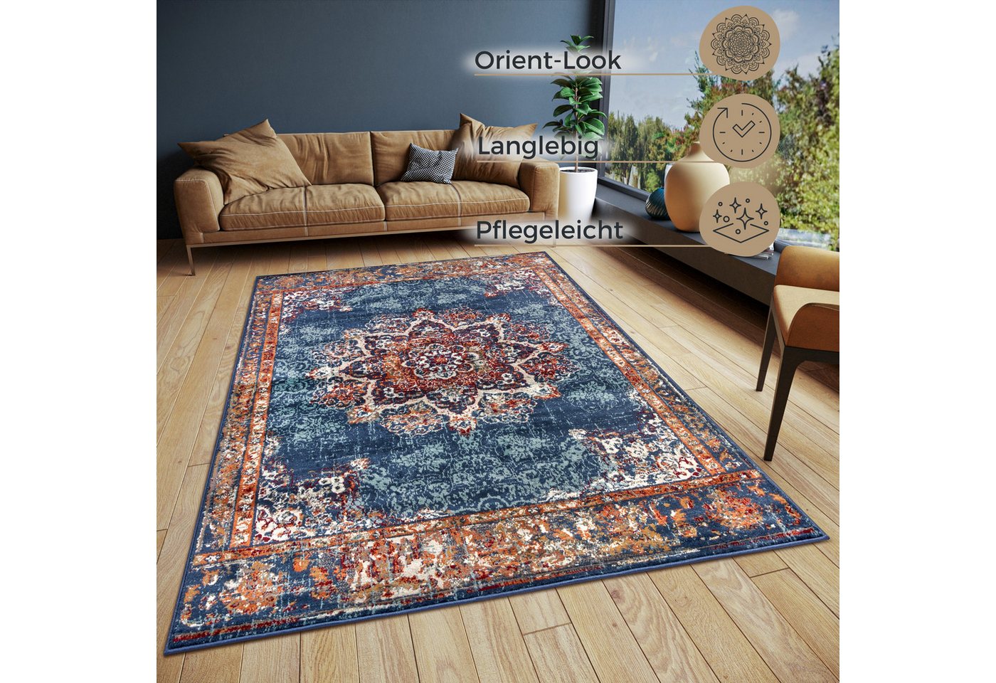 HANSE Home Teppich Maderno, rechteckig, Höhe: 8 mm, Läufer, Orientalisch, Kurzflor, Wohnzimmer, Schlafzimmer, Esszimmer – Bild 3 von 5