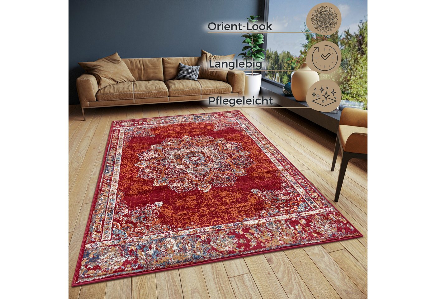 HANSE Home Teppich Maderno, rechteckig, Höhe: 8 mm, Läufer, Orientalisch, Kurzflor, Wohnzimmer, Schlafzimmer, Esszimmer – Bild 3 von 5