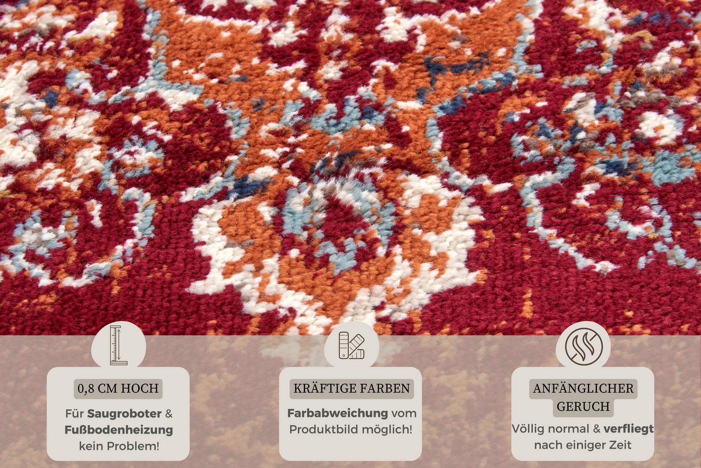 HANSE Home Teppich Maderno, rechteckig, Höhe: 8 mm, Läufer, Orientalisch, Kurzflor, Wohnzimmer, Schlafzimmer, Esszimmer – Bild 4 von 5