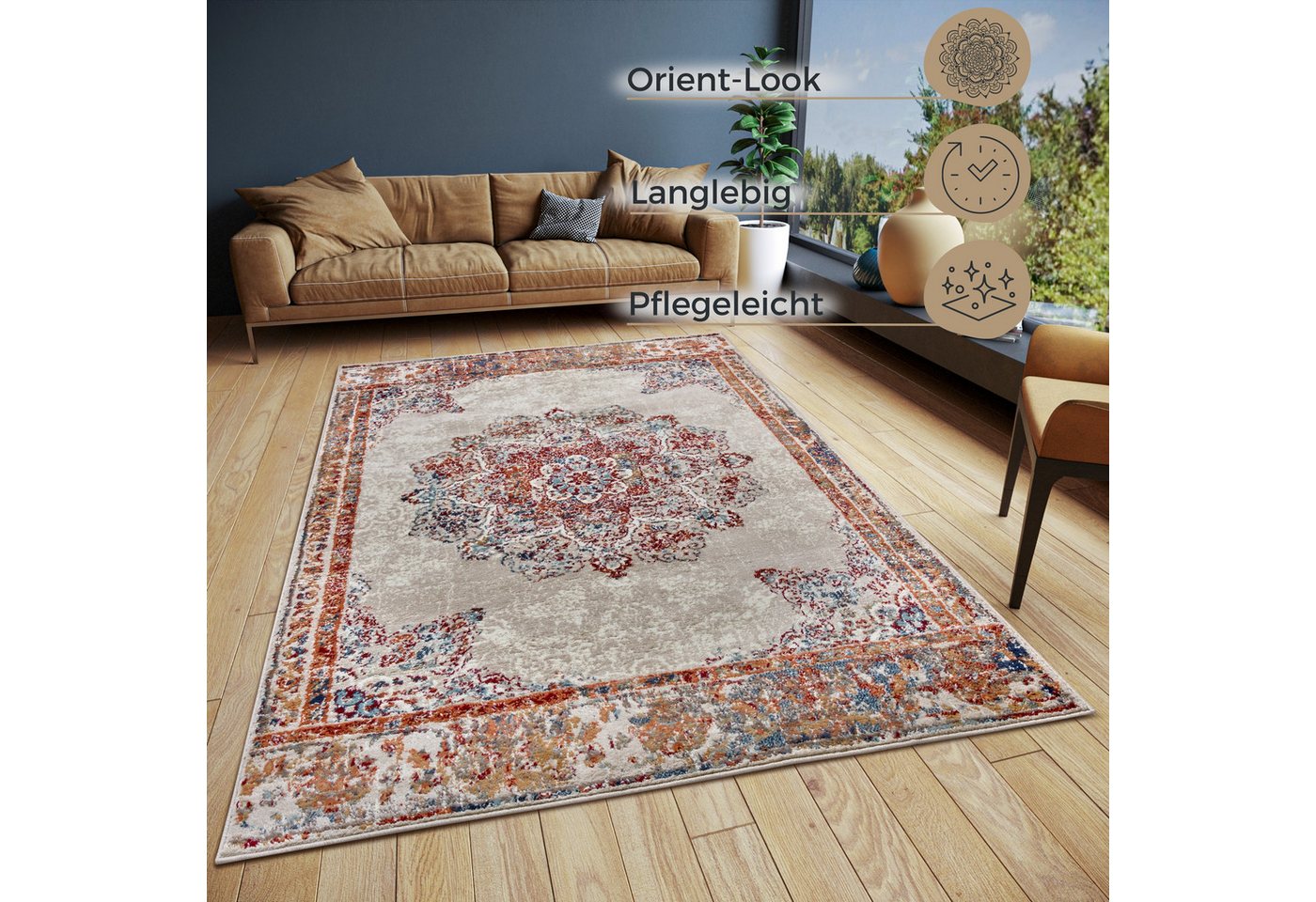 HANSE Home Teppich Maderno, rechteckig, Höhe: 8 mm, Läufer, Orientalisch, Kurzflor, Wohnzimmer, Schlafzimmer, Esszimmer – Bild 3 von 5