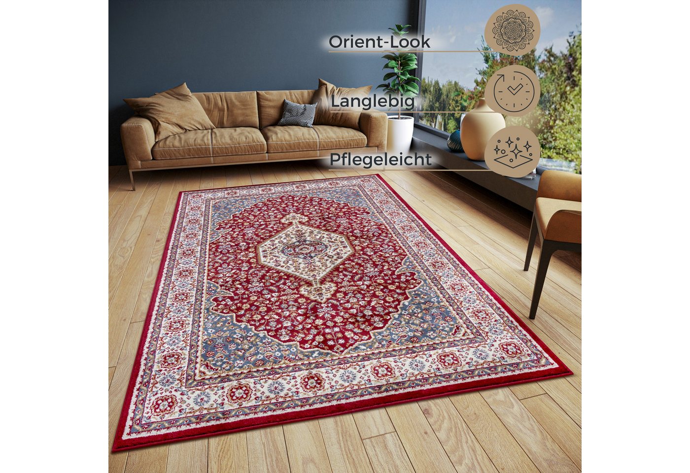 HANSE Home Teppich Mochi, rechteckig, Höhe: 8 mm, Läufer, Orientalisch, Kurzflor, Wohnzimmer, Schlafzimmer, Esszimmer – Bild 3 von 5