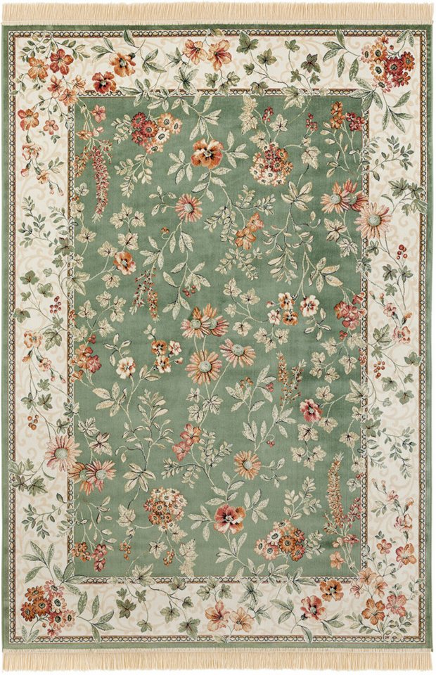 HANSE Home Teppich Orient Flowers, rechteckig, Höhe: 5 mm, Kurzflor mit Fransen, Orient, Wohnzimmer, Schlafzimmer, Esszimmer – Bild 2 von 5