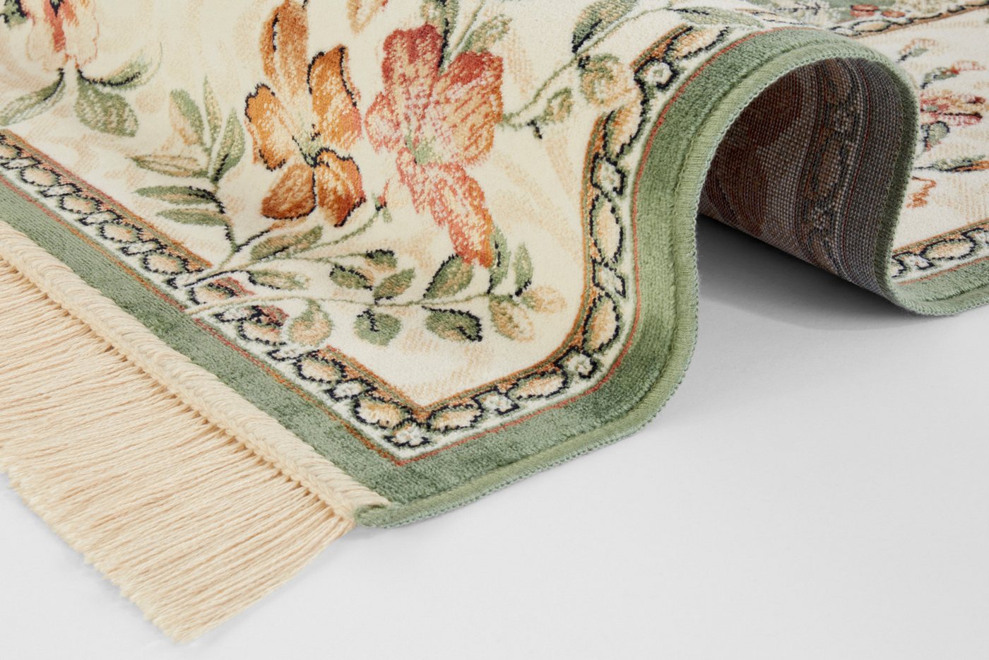 HANSE Home Teppich Orient Flowers, rechteckig, Höhe: 5 mm, Kurzflor mit Fransen, Orient, Wohnzimmer, Schlafzimmer, Esszimmer – Bild 5 von 5