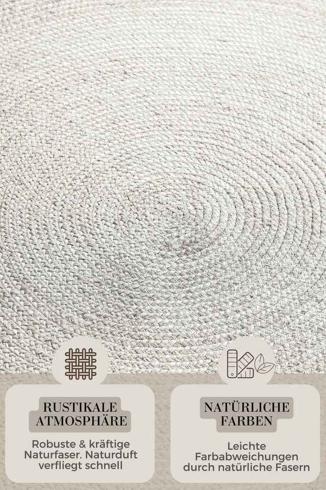 HANSE Home Teppich Rangpur Juteteppich, auch in oval, oval, Höhe: 10 mm, Handgewebt, 100% Jute, Natur, Wohnzimmer, Flur, Boho, Skandi – Bild 3 von 5