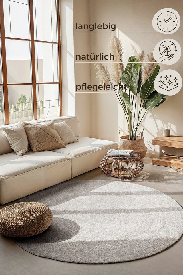 HANSE Home Teppich Rangpur Juteteppich, auch in oval, oval, Höhe: 10 mm, Handgewebt, 100% Jute, Natur, Wohnzimmer, Flur, Boho, Skandi – Bild 4 von 5