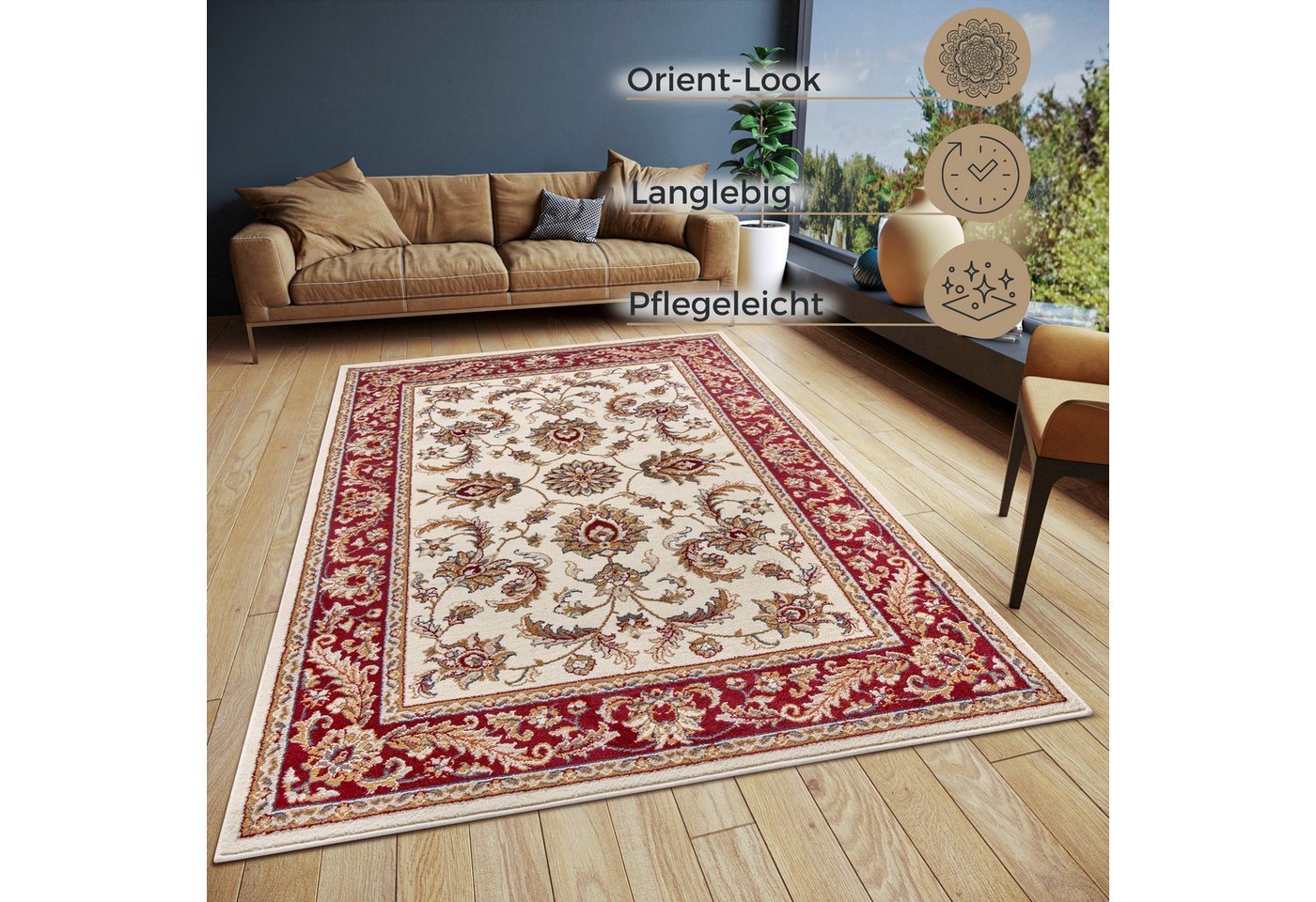 HANSE Home Teppich Reni, rechteckig, Höhe: 8 mm, Läufer, Orientalisch, Kurzflor, Wohnzimmer, Schlafzimmer, Esszimmer – Bild 3 von 5