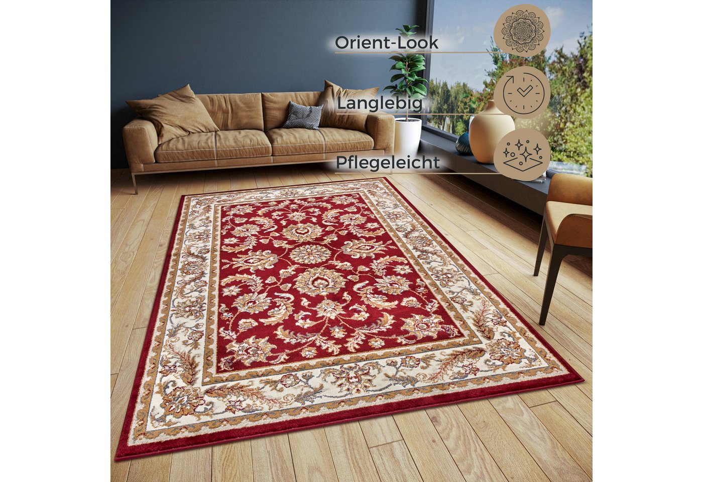 HANSE Home Teppich Reni, rechteckig, Höhe: 8 mm, Läufer, Orientalisch, Kurzflor, Wohnzimmer, Schlafzimmer, Esszimmer – Bild 3 von 5