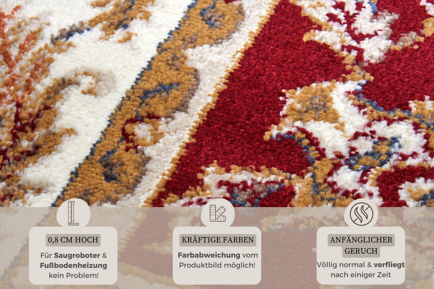 HANSE Home Teppich Reni, rechteckig, Höhe: 8 mm, Läufer, Orientalisch, Kurzflor, Wohnzimmer, Schlafzimmer, Esszimmer – Bild 4 von 5