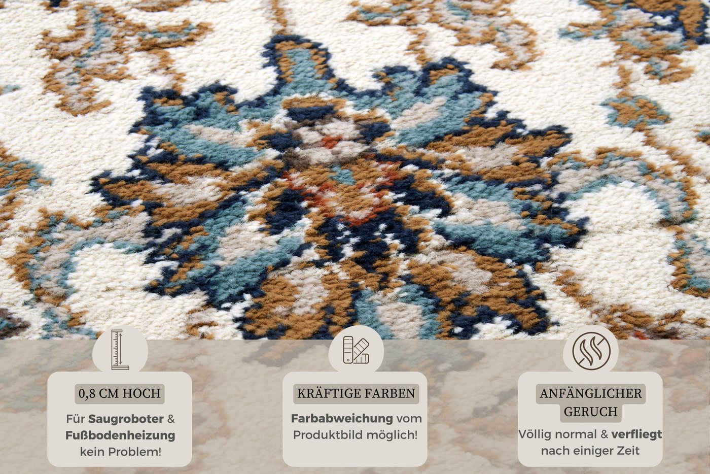 HANSE Home Teppich Saraceni, rechteckig, Höhe: 8 mm, Läufer, Orientalisch, Kurzflor, Wohnzimmer, Schlafzimmer, Esszimmer – Bild 4 von 5