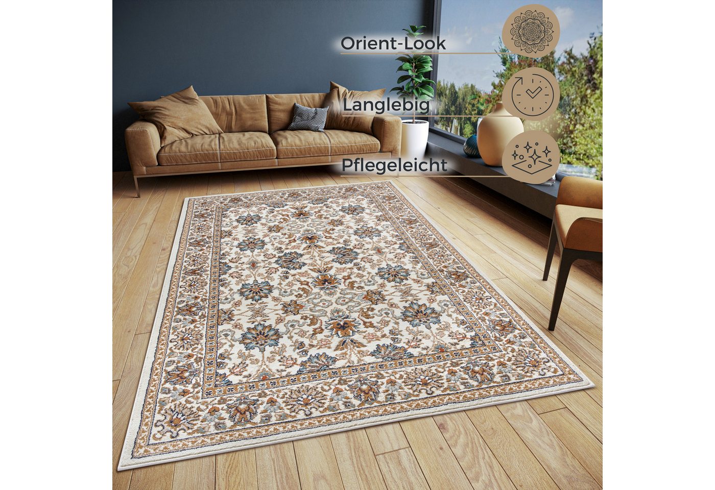 HANSE Home Teppich Saraceni, rechteckig, Höhe: 8 mm, Läufer, Orientalisch, Kurzflor, Wohnzimmer, Schlafzimmer, Esszimmer – Bild 3 von 5