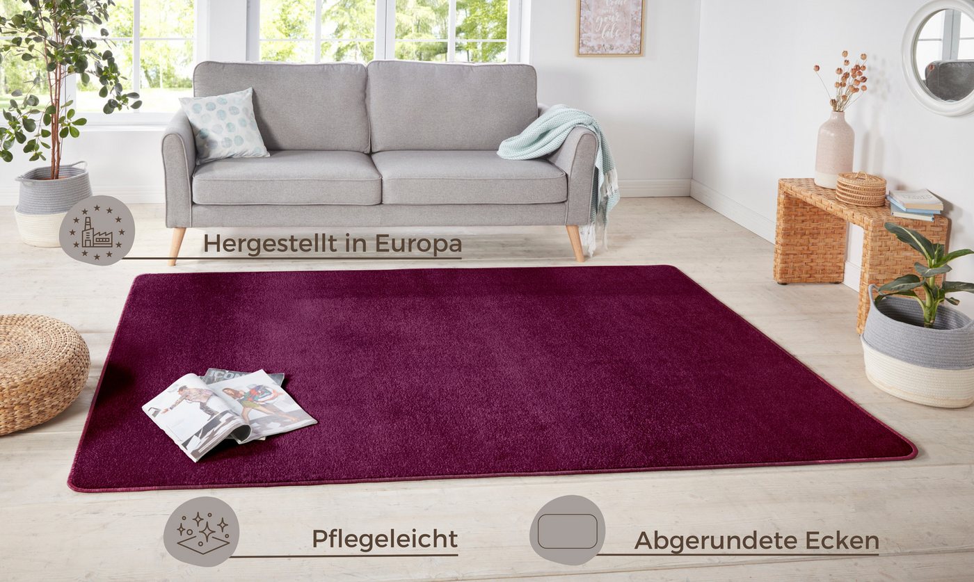 HANSE Home Teppich Shashi, rechteckig, Höhe: 8,5 mm, Kurzflor, Unifarben, Läufer, weich, Esszimmer, Kinderzimmer, Flur – Bild 3 von 5