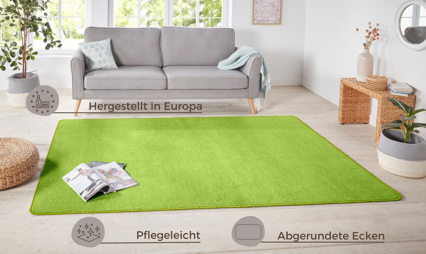 HANSE Home Teppich Shashi, rechteckig, Höhe: 8,5 mm, Kurzflor, Unifarben, Läufer, weich, Esszimmer, Kinderzimmer, Flur – Bild 3 von 5