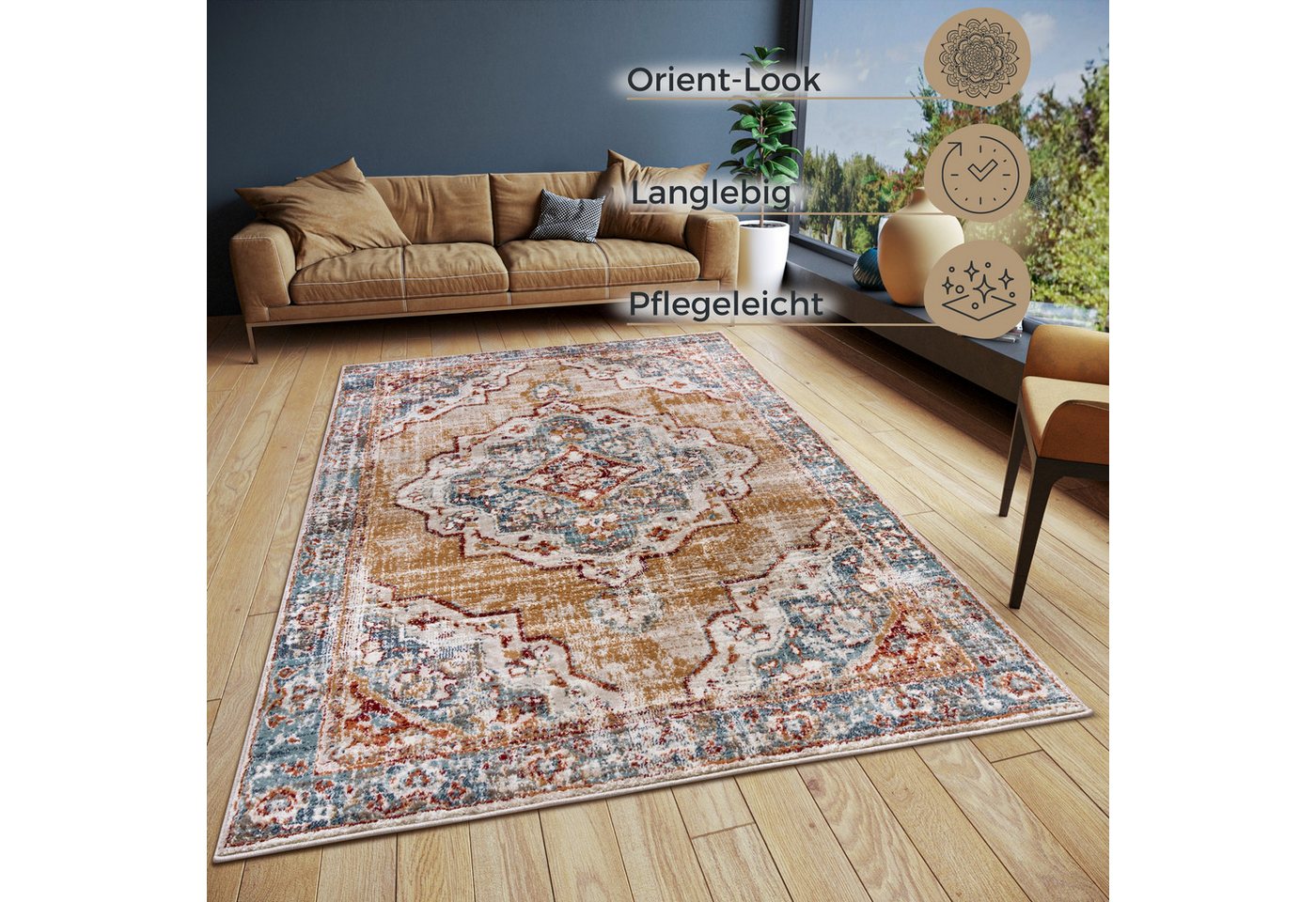 HANSE Home Teppich Strozzi, rechteckig, Höhe: 8 mm, Läufer, Orientalisch, Kurzflor, Wohnzimmer, Schlafzimmer, Esszimmer – Bild 4 von 5