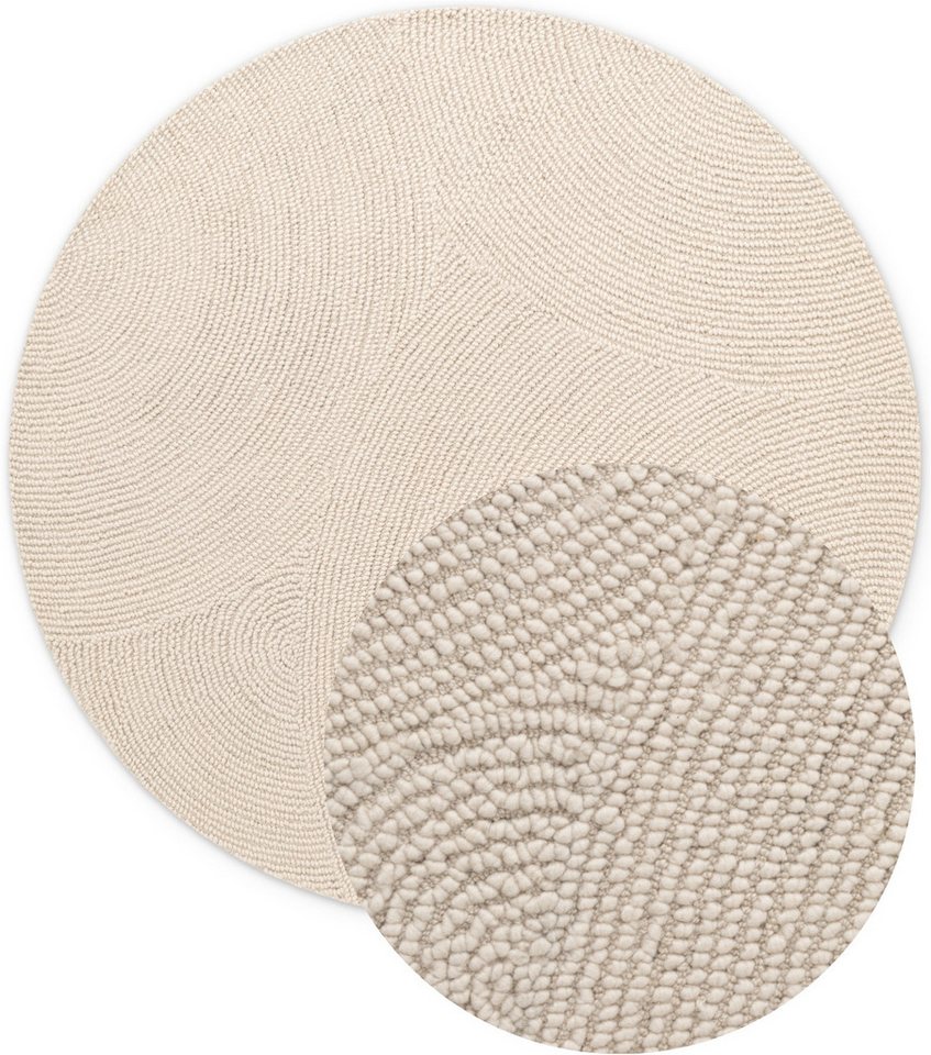 HANSE Home Wollteppich Calmio, auch als Läufer und in rund, rund, Höhe: 18 mm, Handgetuftet, Wolle, Natur, Wohnzimmer, Schlafzimmer, Skandi, Hygge – Bild 2 von 5