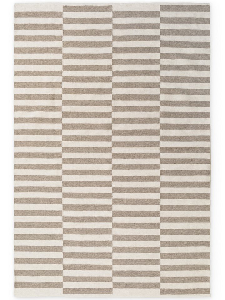 HANSE Home Wollteppich Vika, schwarz-weiss, rechteckig, Höhe: 5 mm, Handgewebt, Wolle, Natur, Läufer, Wohnzimmer, Schlafzimmer, Streifen – Bild 2 von 5