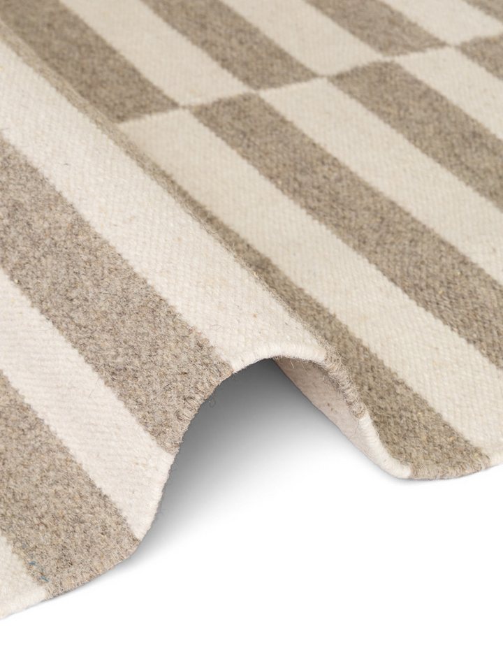 HANSE Home Wollteppich Vika, schwarz-weiss, rechteckig, Höhe: 5 mm, Handgewebt, Wolle, Natur, Läufer, Wohnzimmer, Schlafzimmer, Streifen – Bild 5 von 5