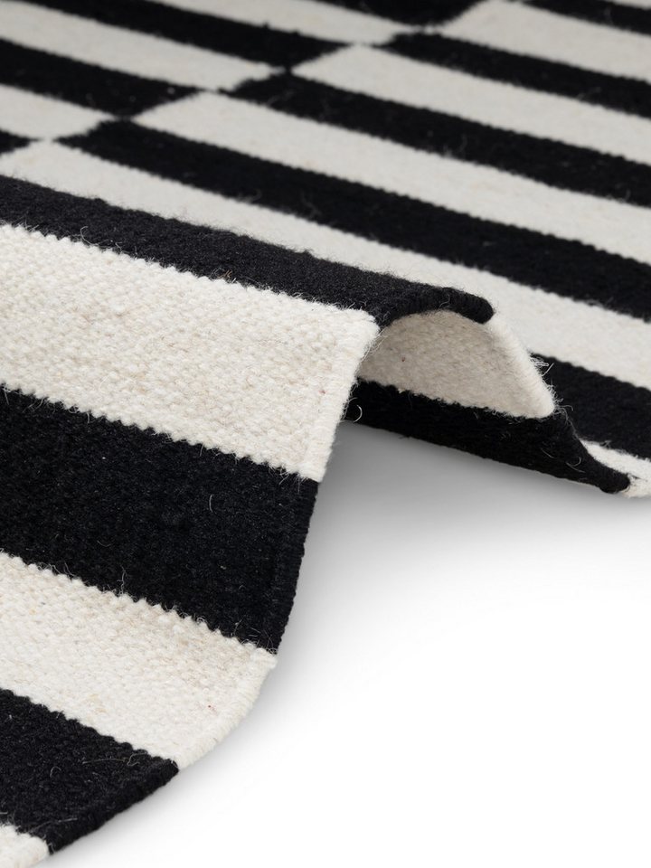 HANSE Home Wollteppich Vika, schwarz-weiss, rechteckig, Höhe: 5 mm, Handgewebt, Wolle, Natur, Läufer, Wohnzimmer, Schlafzimmer, Streifen – Bild 5 von 5