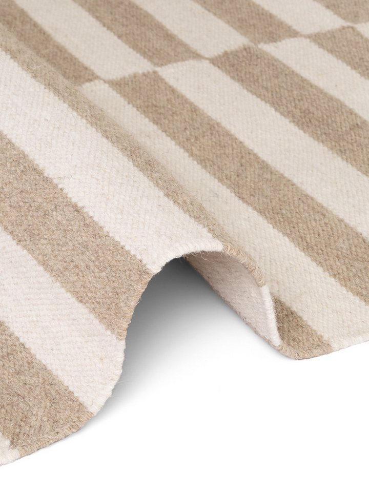 HANSE Home Wollteppich Vika, schwarz-weiss, rechteckig, Höhe: 5 mm, Handgewebt, Wolle, Natur, Läufer, Wohnzimmer, Schlafzimmer, Streifen – Bild 5 von 5