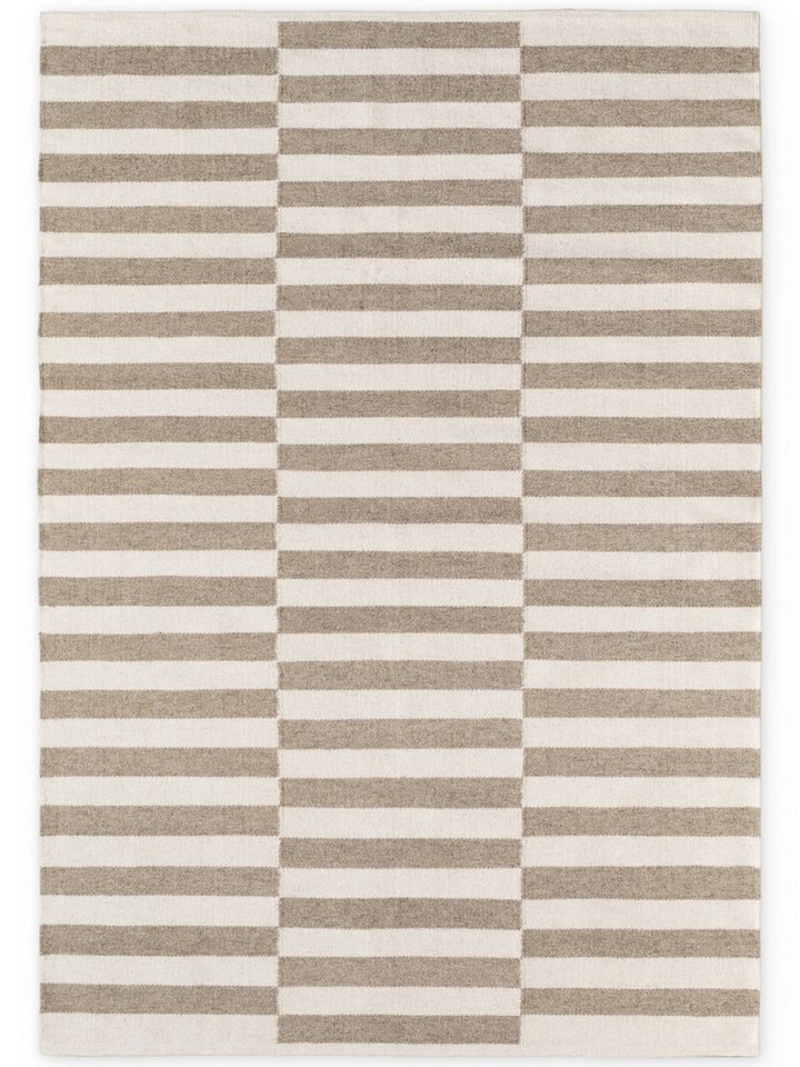 HANSE Home Wollteppich Vika, schwarz-weiss, rechteckig, Höhe: 5 mm, Handgewebt, Wolle, Natur, Läufer, Wohnzimmer, Schlafzimmer, Streifen – Bild 2 von 5