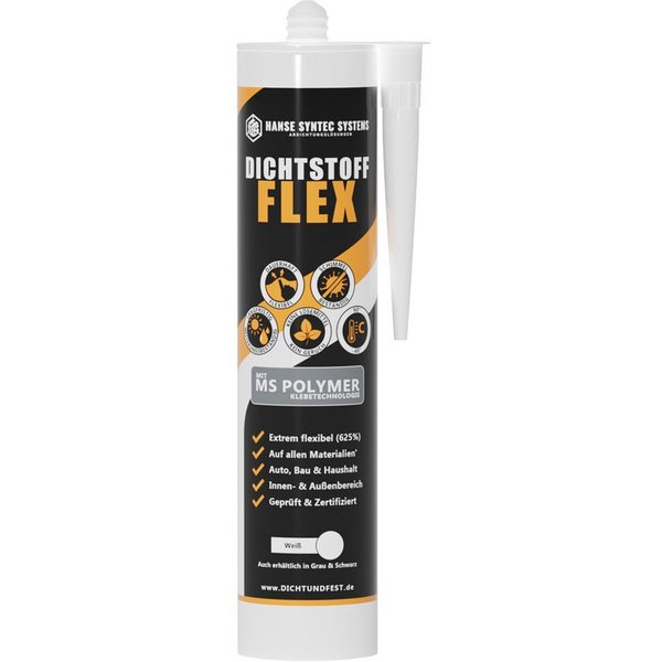 Hanse Syntec Systems Dichtstoff FLEX, MS Polymer, flexibler Fugendichtstoff, Innen & Außen, Langlebig, Einfache verarbeitung, überstreichbar
