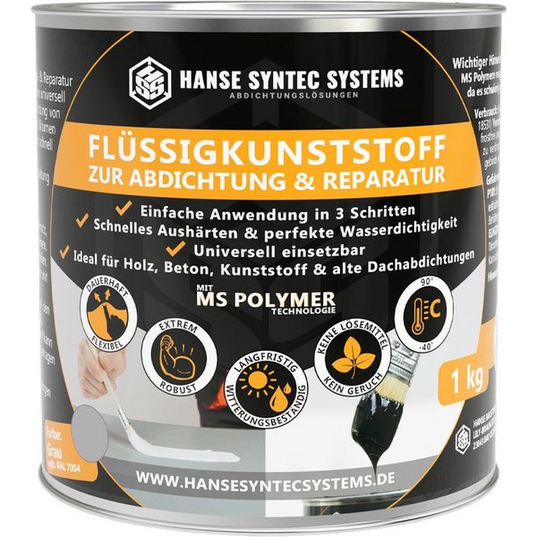 Hanse Syntec Systems Dichtstoff HSS Flüssigkunststoff, geeignet für alle Untergründe außer Silikon, frischen Bitumen/Asphalt