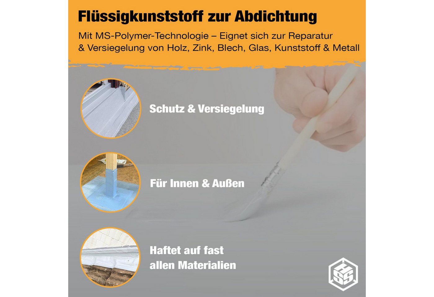 Hanse Syntec Systems Dichtstoff HSS Flüssigkunststoff, geeignet für alle Untergründe außer Silikon, frischen Bitumen/Asphalt – Bild 2 von 5