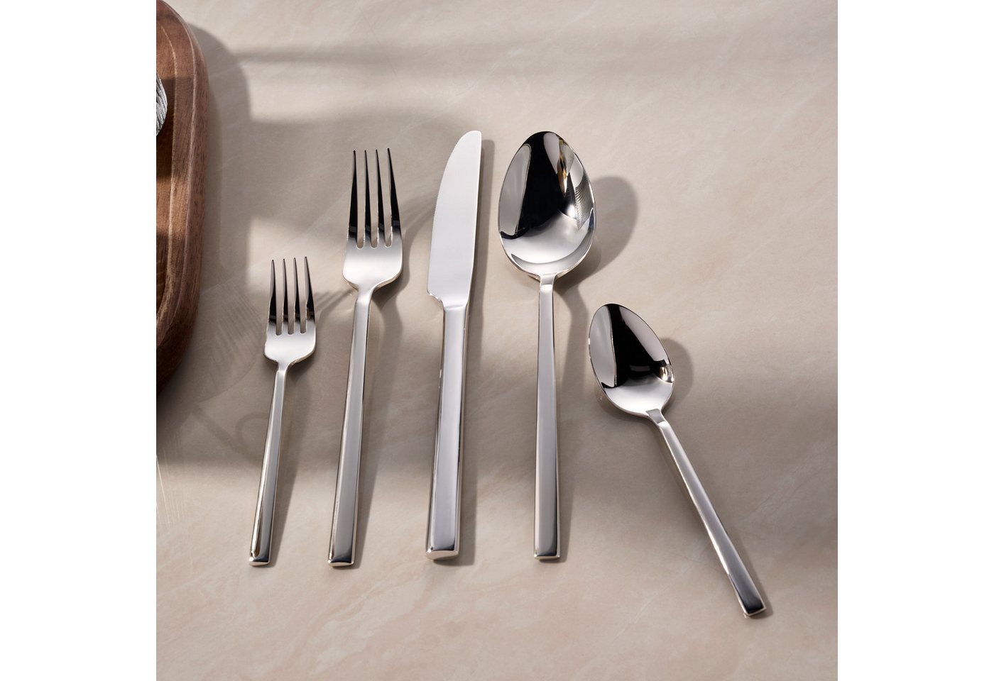 Hanseatic Besteck-Set DAILY, 30 Teile für 6 Personen, geradlinige Griffenden, polierte Optik (30-tlg), 6 Personen, Edelstahl 18/10, leichtes und minimalistische – Bild 2 von 5