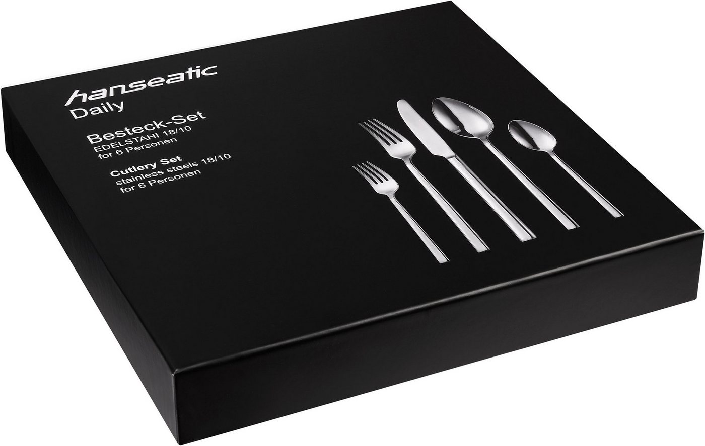 Hanseatic Besteck-Set DAILY, 30 Teile für 6 Personen, geradlinige Griffenden, polierte Optik (30-tlg), 6 Personen, Edelstahl 18/10, leichtes und minimalistische – Bild 5 von 5