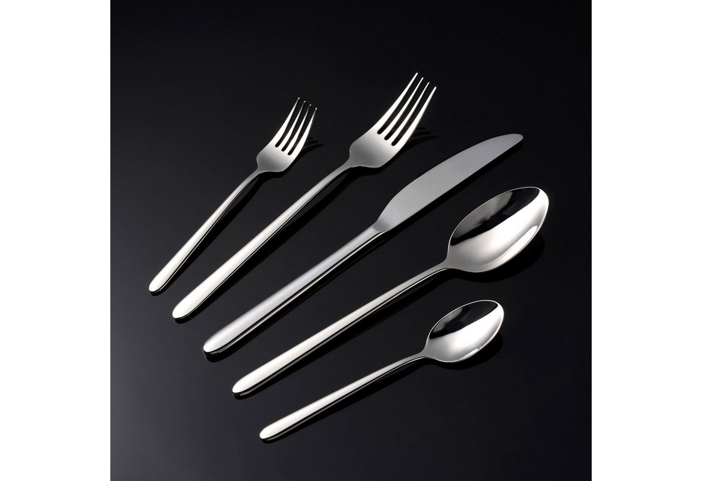 Hanseatic Besteck-Set DAILY, 30 Teile für 6 Personen, geradlinige Griffenden, polierte Optik (30-tlg), 6 Personen, Edelstahl 18/10, leichtes und minimalistische – Bild 4 von 5