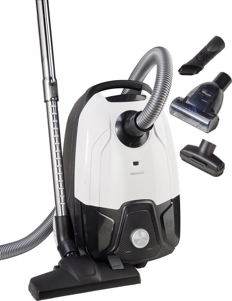 Hanseatic Bodenstaubsauger Carbon Optik, Platzsparend verstaubar, Unter 75dB, 800 W, mit Beutel, inkl. 3 Jahre Herstellergarantie – Bild 4 von 5
