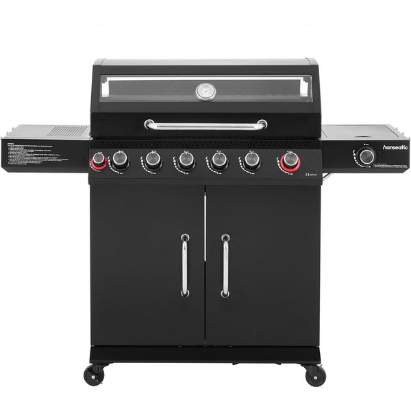Hanseatic Gasgrill Gasgrill 6+2 Memphis Black Plus, inkl. 3 Jahre Herstellergarantie